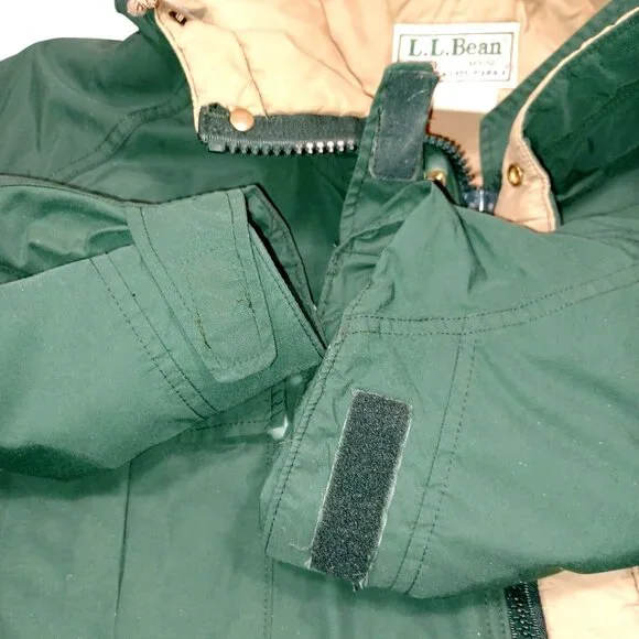 L.L. Bean VTG Green Hooded Parka Zip Snap Pockets Size M Winter Car Coat Mens XL - Picture 6 of 15